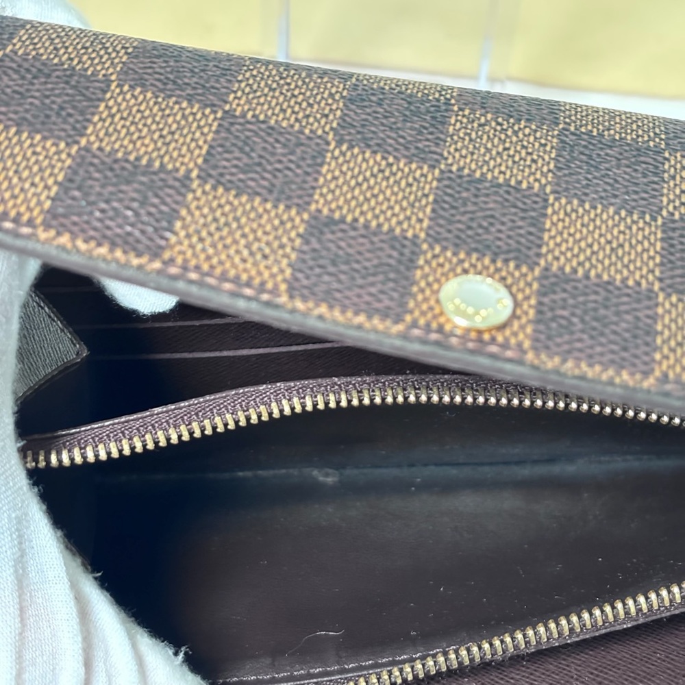 Louis Vuitton Damier Ebene Brown Canvas Sarah Flap Wallet Authentic Luxury - Picture 11 of 16